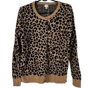 A.New Day Leopard Print Button-Front Sweater XXL